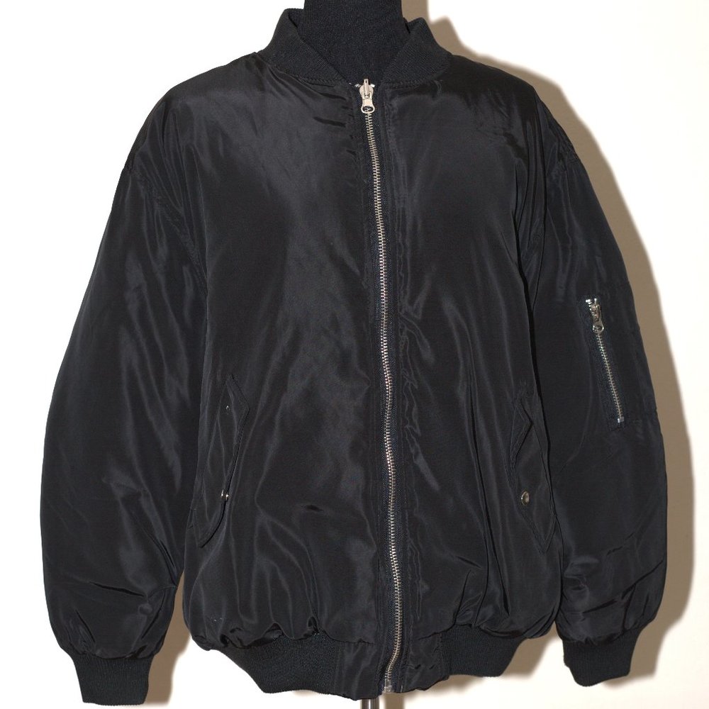 Black Oversize Bomber Jacket
